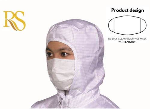 3 Ply Cleanroom Face Mask with Elastic Earloop