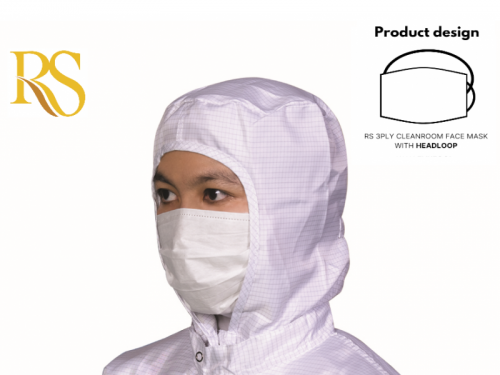 3 Ply Cleanroom Facemask with Elastic Headloop